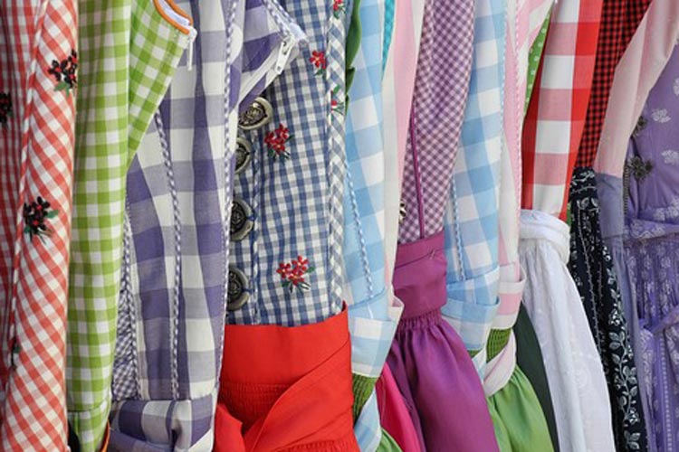 coloful Dirndls in a row