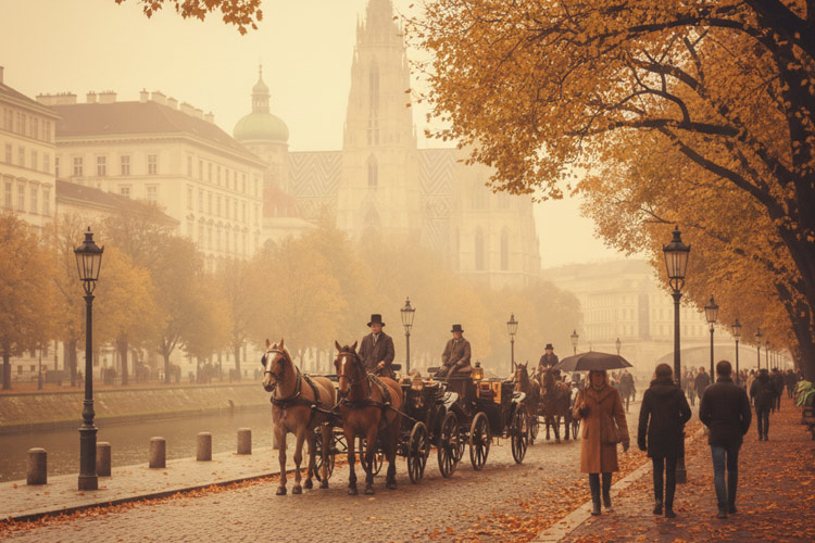 AI Bild von einem Spaziergang-POV in Wien im Herbst