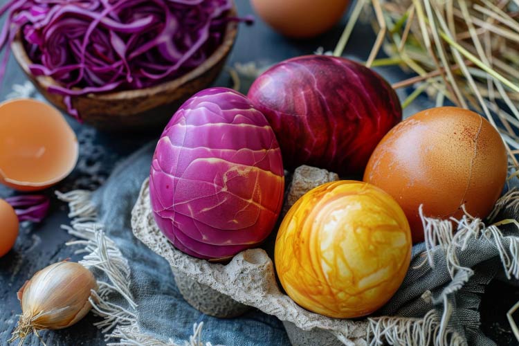 four natural colored eggs